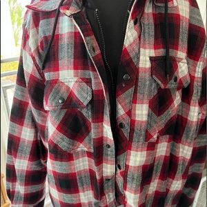 Boston Traders Mens Plaid Hooded Jacket size Large